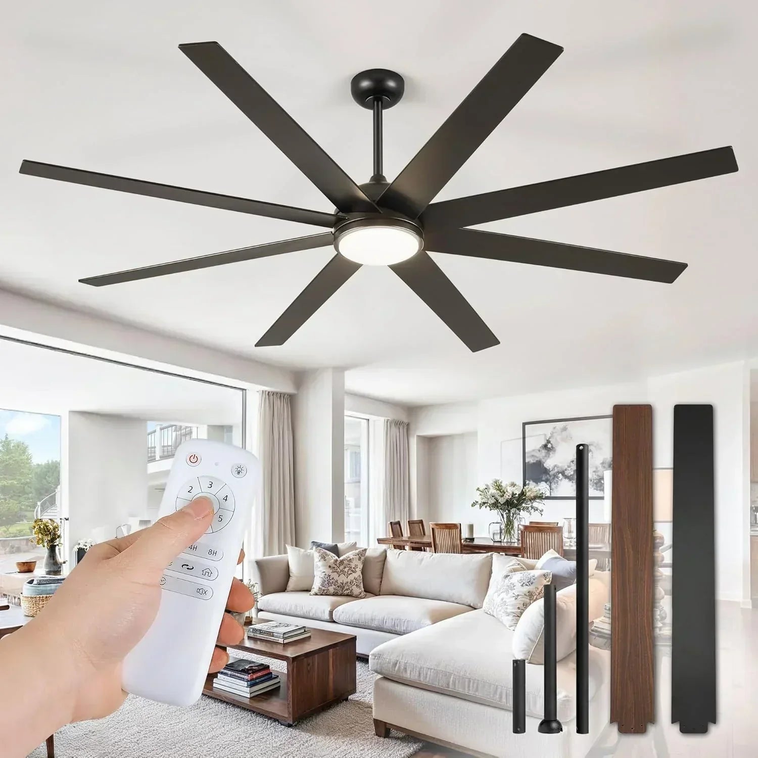 Ceiling Fan Indoor/Outdoor 8 Blades 65 inches wourant