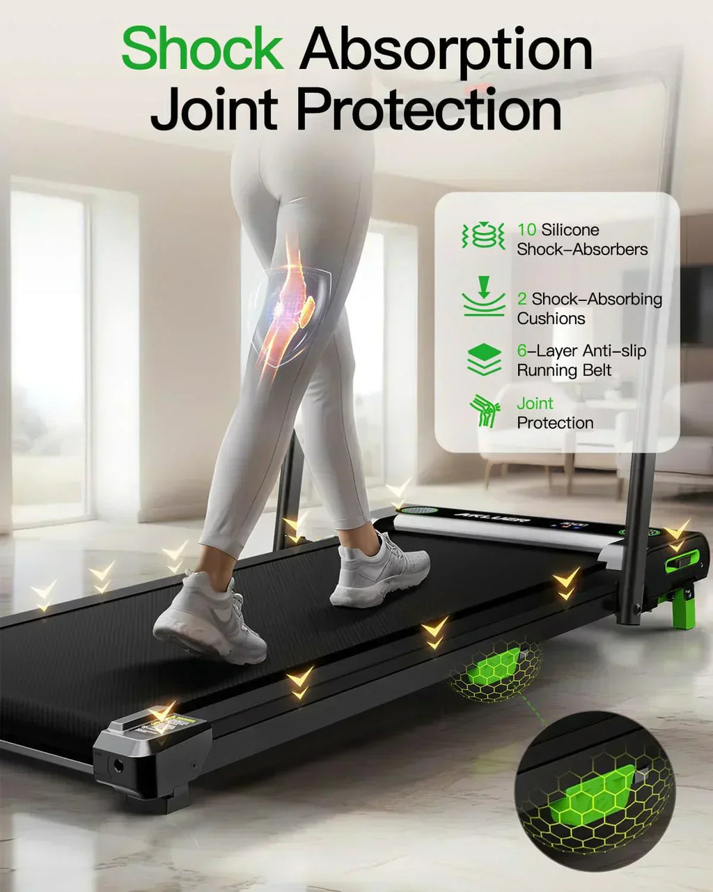 Akluer Inclined Home Treadmill 2.5 HP Small Under-Desk Treadmill Remote Control LED Display wourant