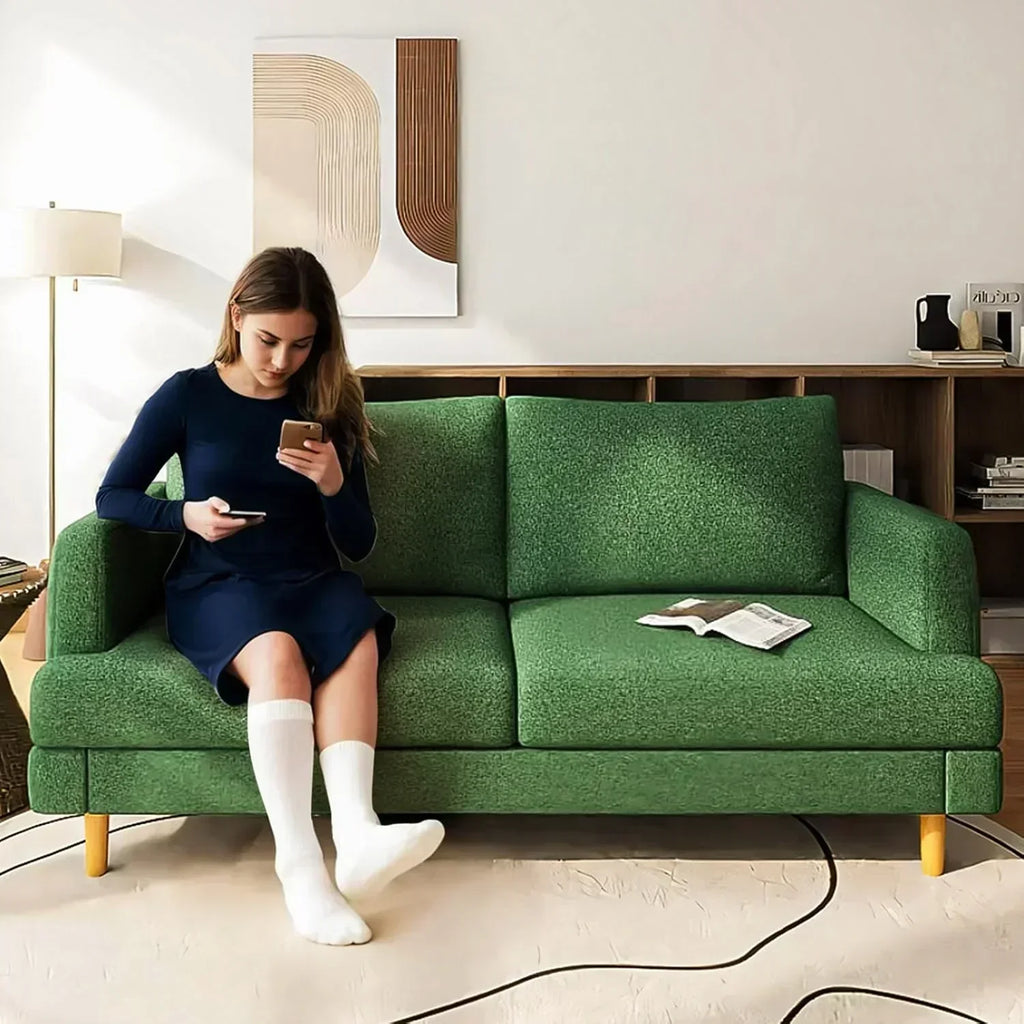 Loveseat Sofa Couch for Living Room with USB Type C Ports Dark Gray Upholstered Small Couches wourant