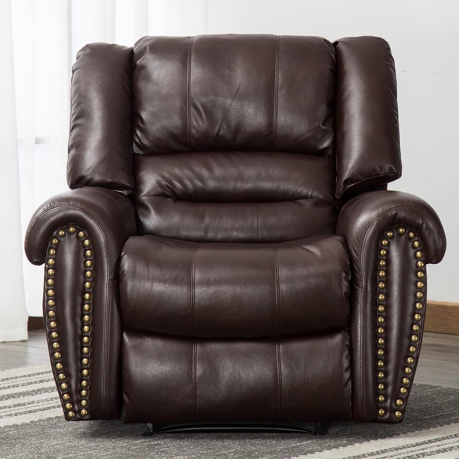 Leather recliner classic traditional manual recliner single sofa for living room wourant