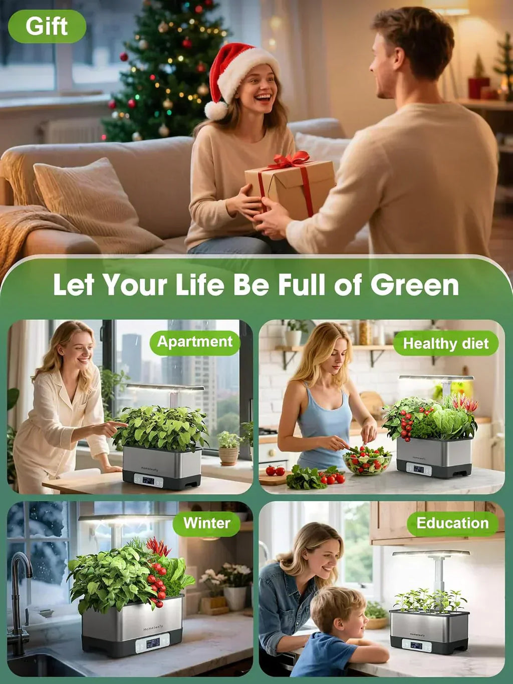 Hydroponic Grow System Kit 8 Smart Indoor Herb Gardens with WiFi App Control Seed Pod Kit wourant