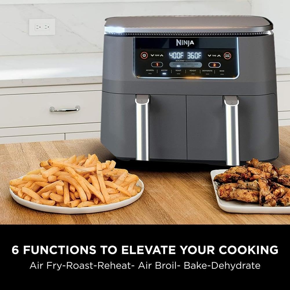 Ninja Foodi 6-in-1 FlexBasket Air Fryer with 7 QT MegaZone Basket Divider for Large Proteins wourant