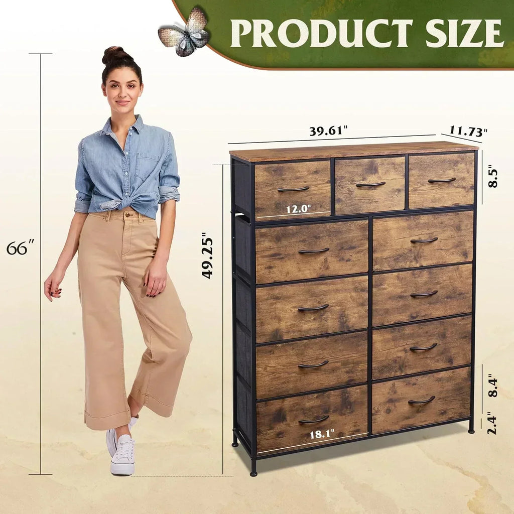 Storage Organizer Unit 11 Fabric Bins Storage Drawers Organizer Steel Frame Tall Storage Tower wourant