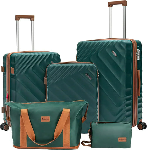 5 piece luggage set expandable suitcase 22x14x9 aviation certified durable waterproof travel set wourant