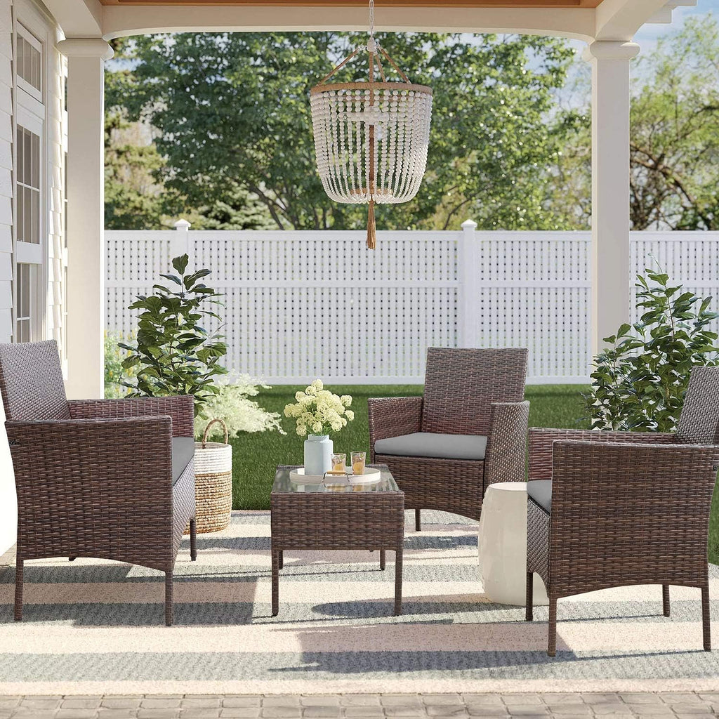 4 piece outdoor patio furniture set rattan chair wicker set wourant