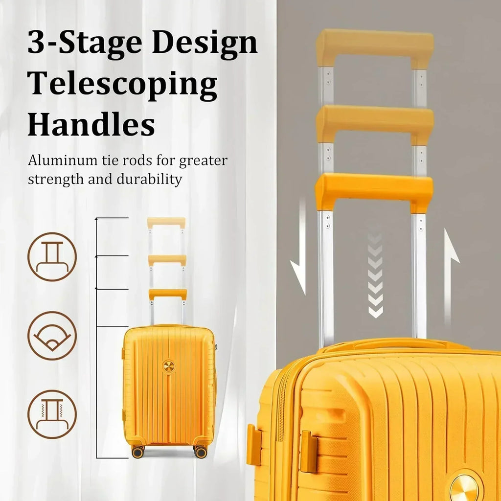 5-piece PP hardshell lightweight travel carry-on luggage set with dual spinner wheels wourant