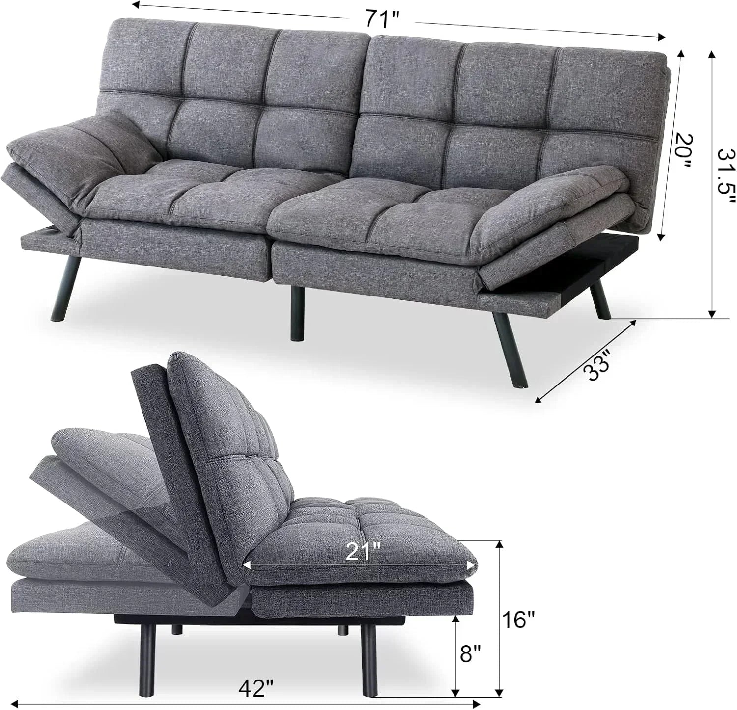 Futon Sofa Bed Memory Foam Sofa Bed Couch wourant