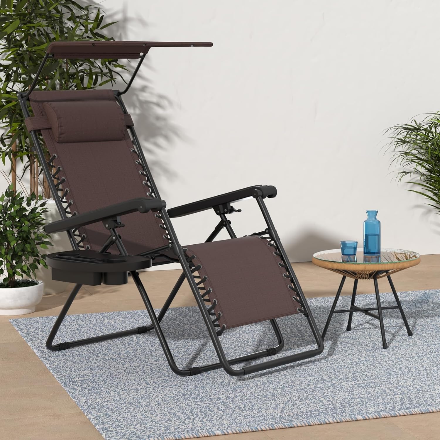 Best Choice Products Folding Zero Gravity Recliner Patio Lounge Chair Adjustable Canopy Shade wourant
