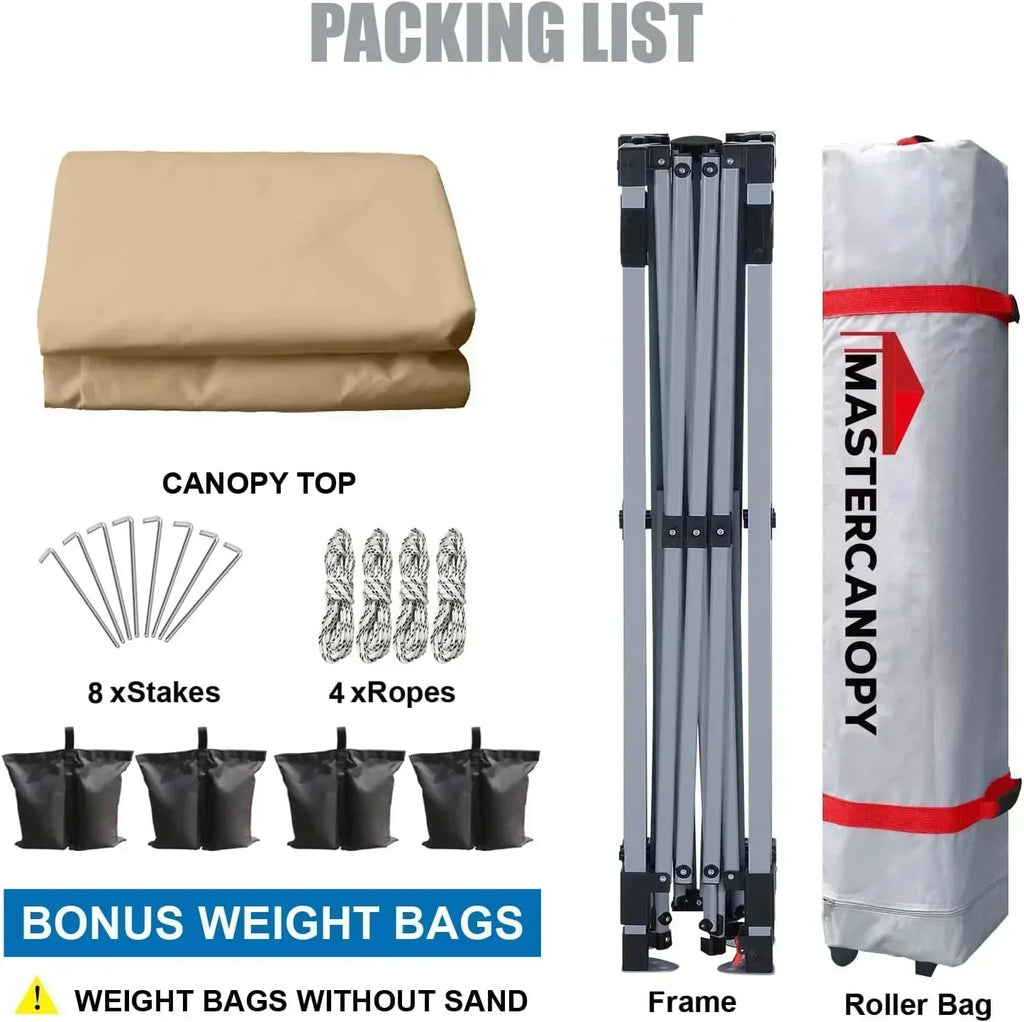 Durable Pop-up Canopy Tent with Roller Bag (10x10 Black) wourant