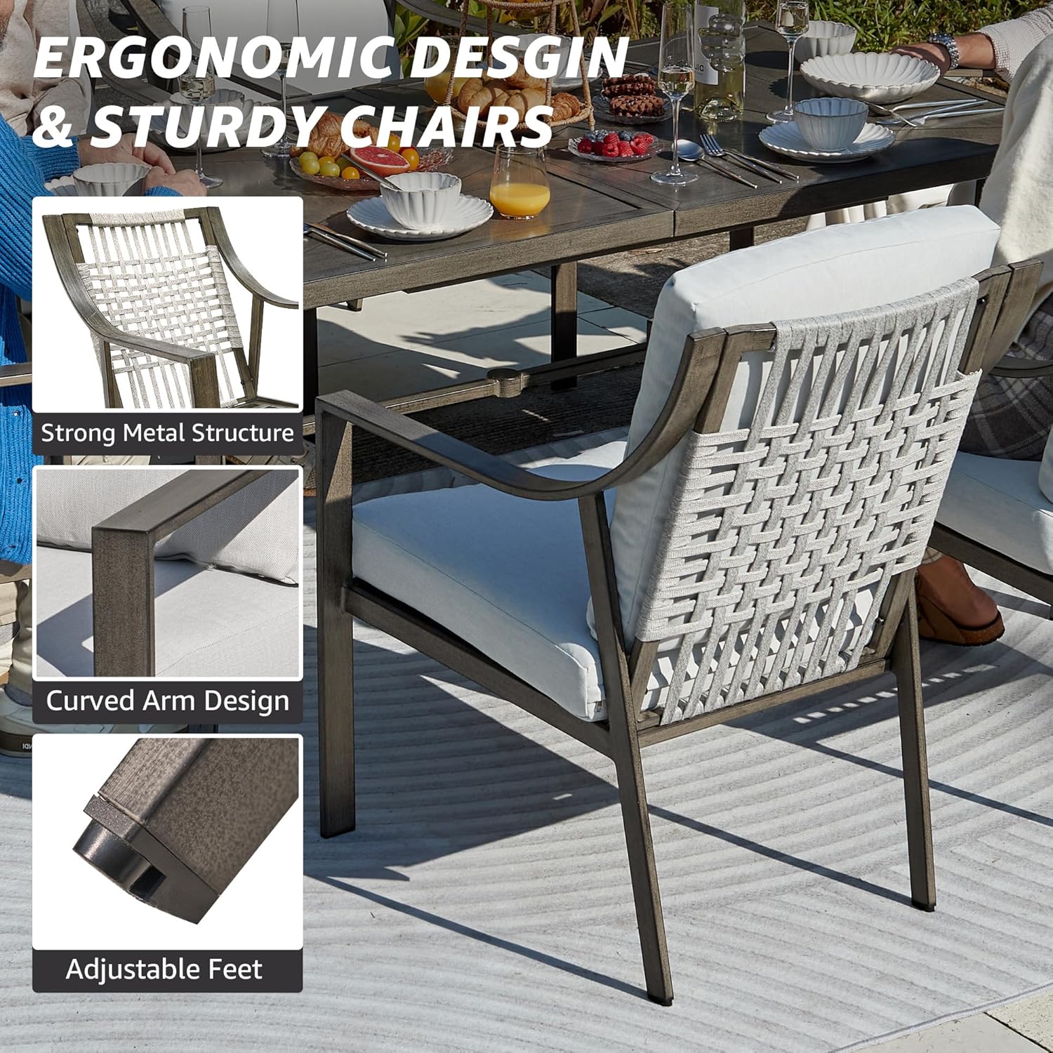 NATURAL EXPRESSIONS 5-Piece Outdoor Patio Dining Set 4pcs Patio Swivel Rocking Chairs wourant