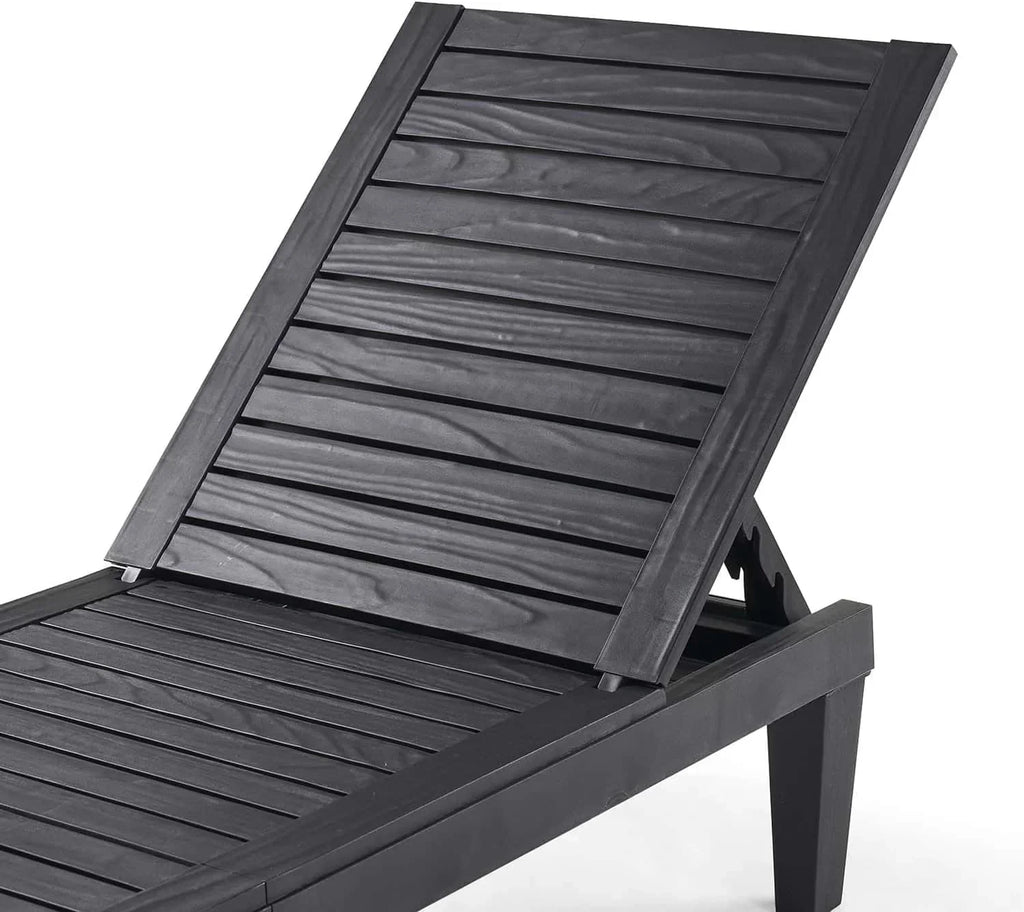 Patio Chairs Black Chaise Lounge Chair Outdoor 5-Position Adjustable Sun Tanning Chair wourant