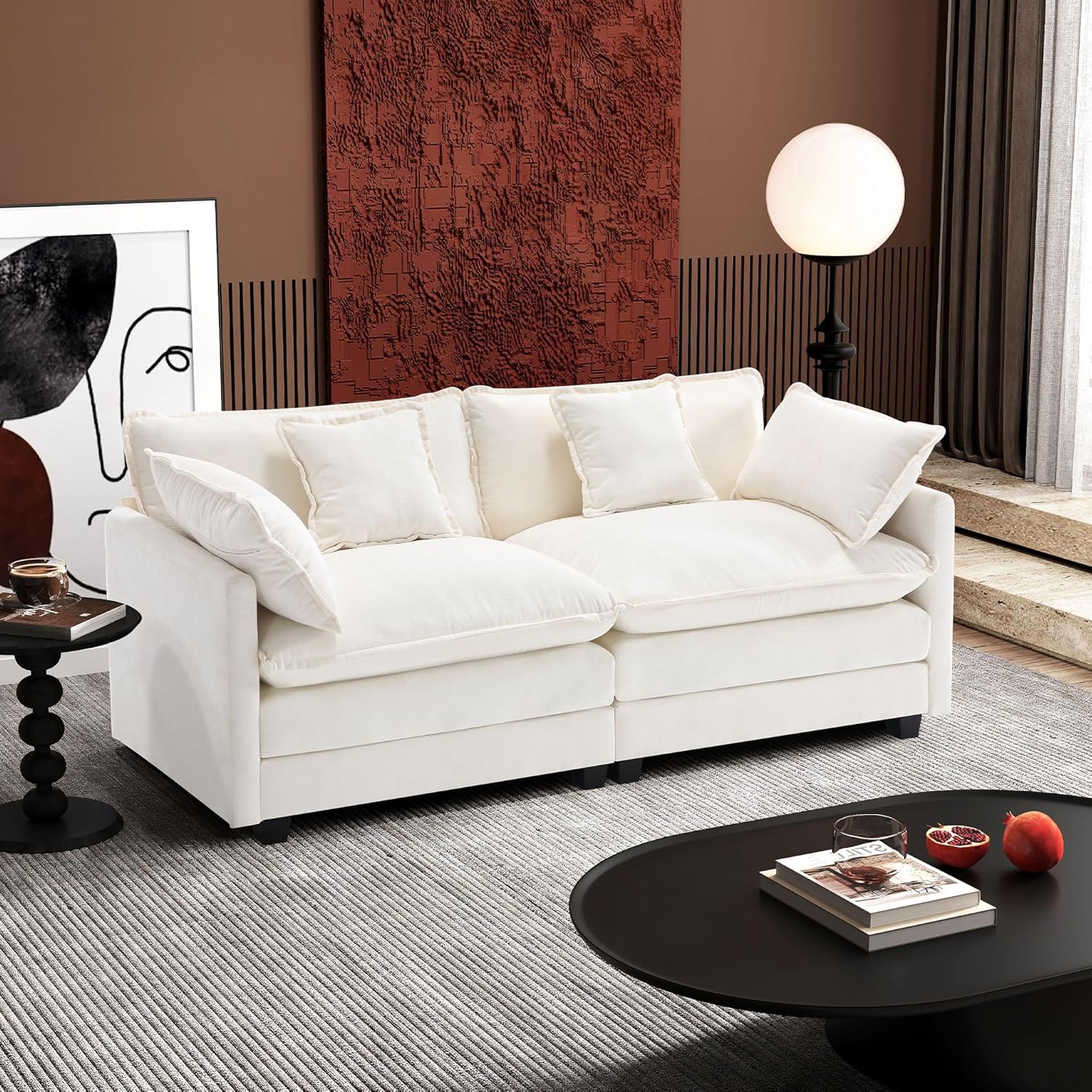 111.4 Inch L Shaped Modern Sofa Modular Cloud Sofa with Ottoman 4 Seater Chenille Deep Seat Sofa wourant