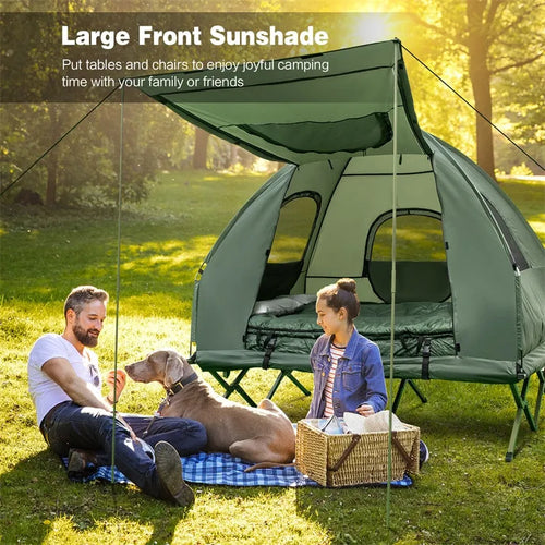 5-in-1 Tent Cot 2-Person Portable Outdoor Camping Tent Combo with Air Mattress Sleeping Bag wourant