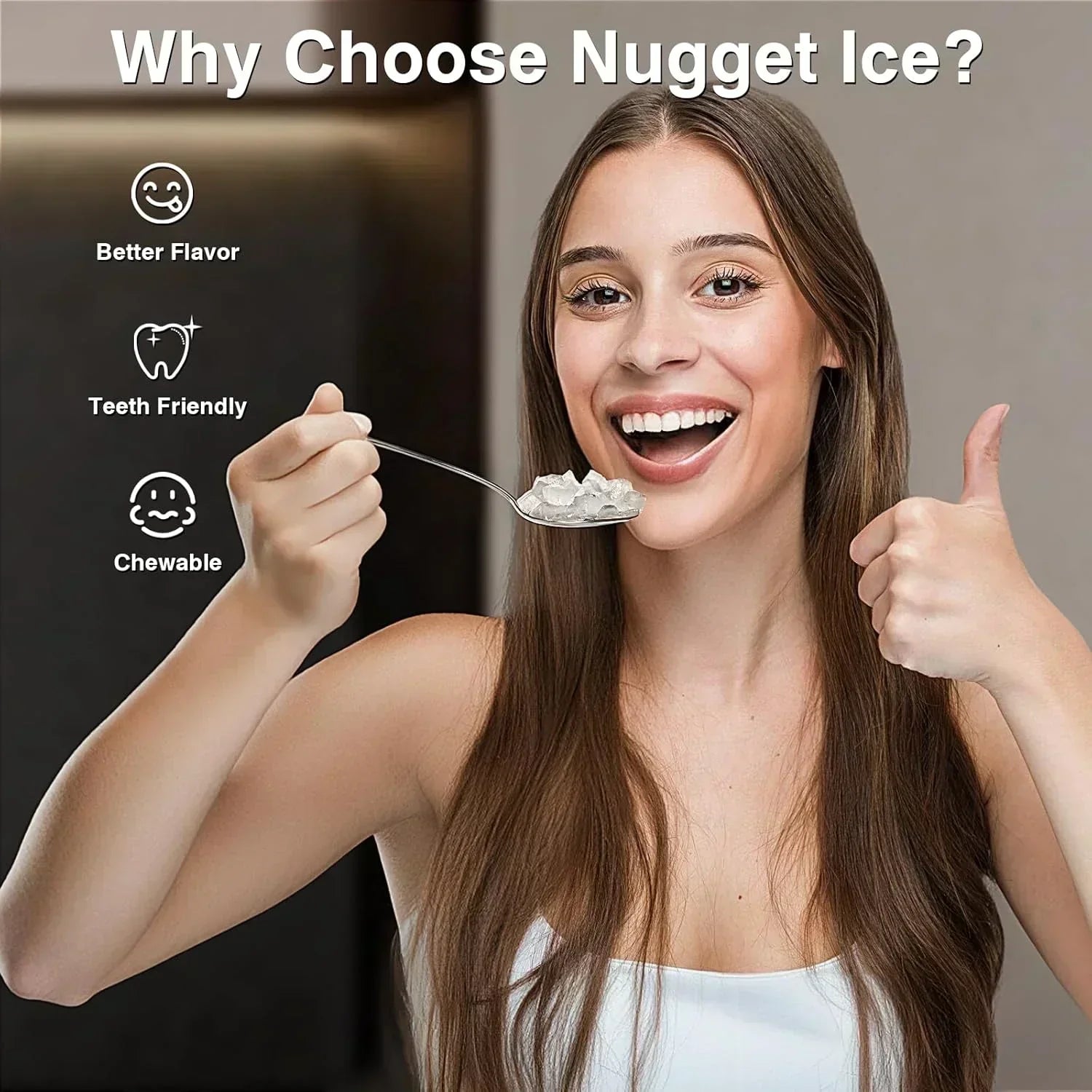 Nugget Ice Makers Countertop Pebble Ice Machine with Chewable Pellet Ice Self-Cleaning wourant