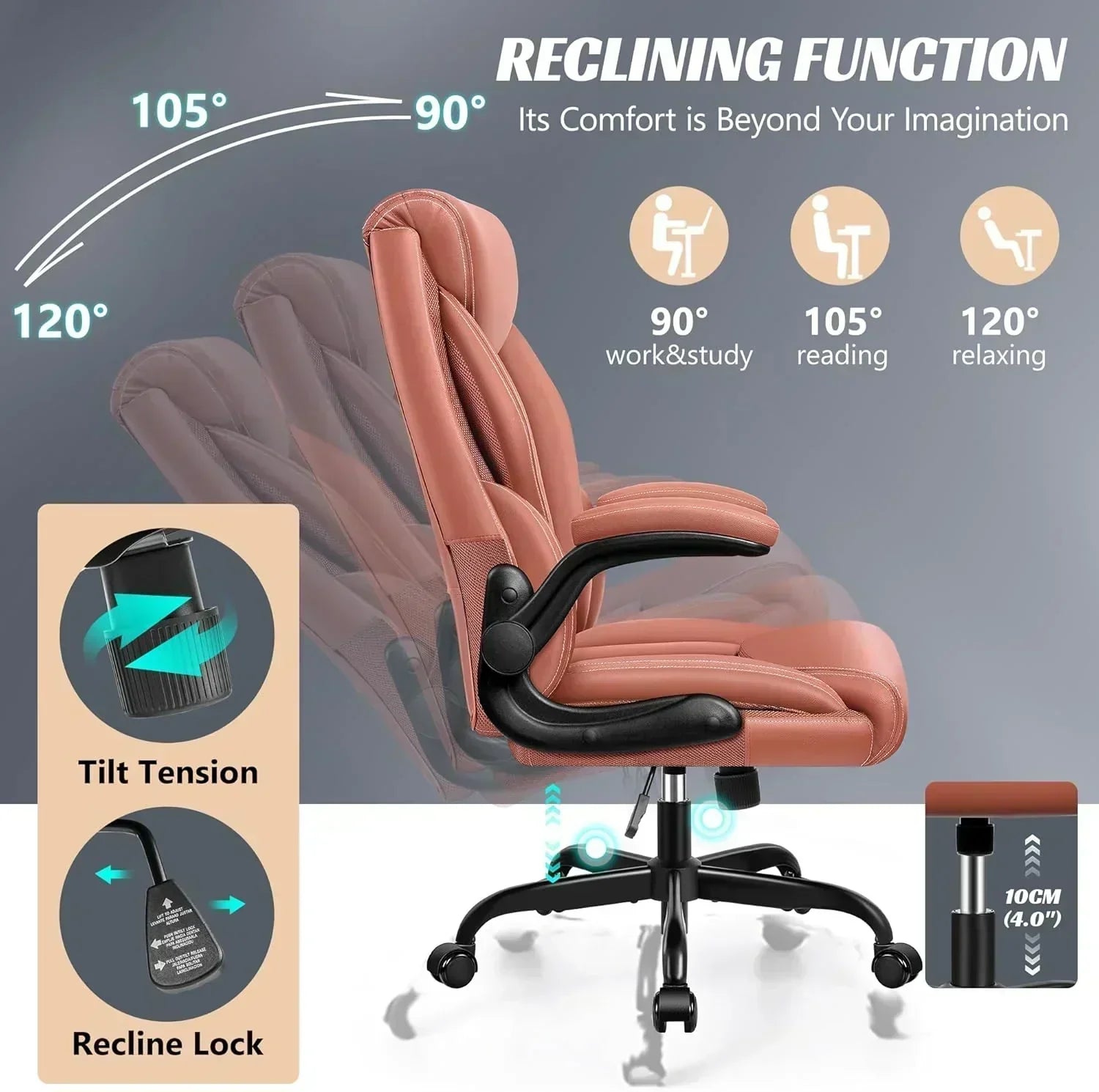 Office Chair Large High-Foot Computer Desk Chair Chair Lumbar Support Rotating Computer Chair wourant