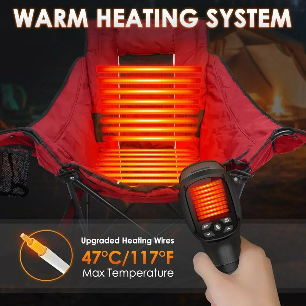 Heated Camping Chair Extra Large Heated Chair Outdoor Sports Chair with 3 Heat Levels on Back wourant