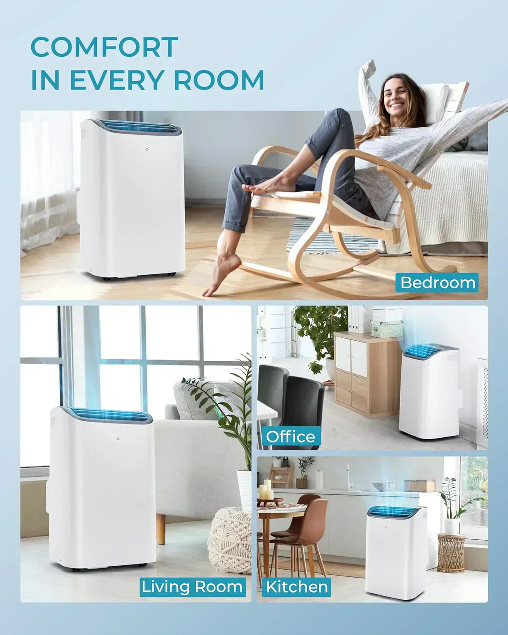 EUHOMY 8,000 BTU Portable Air Conditioners 4-in-1 Portable AC Unit Up to 350 Sq.Ft wourant