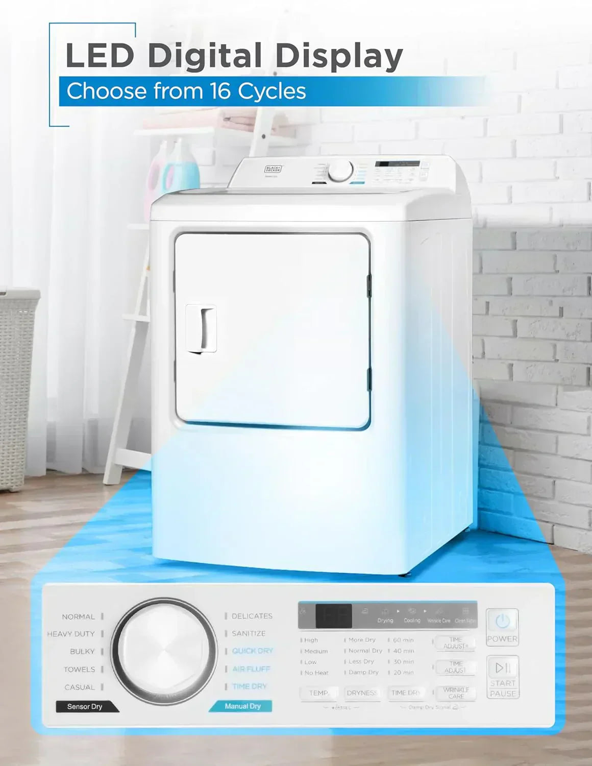 Compact Clothes Dryer 1.5 Cu. Ft. 850W Electric Dryer 120V Vented Dryer Stainless Steel Drum wourant