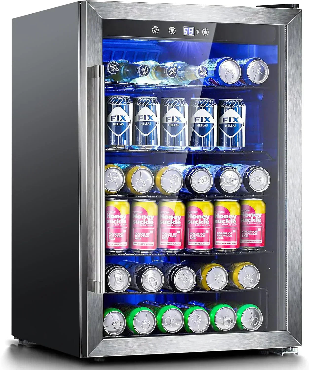 Antarctic Star Beverage Refrigerator Cooler 68 Can Mini Fridge with Glass Door for Beer Drinks Wine wourant