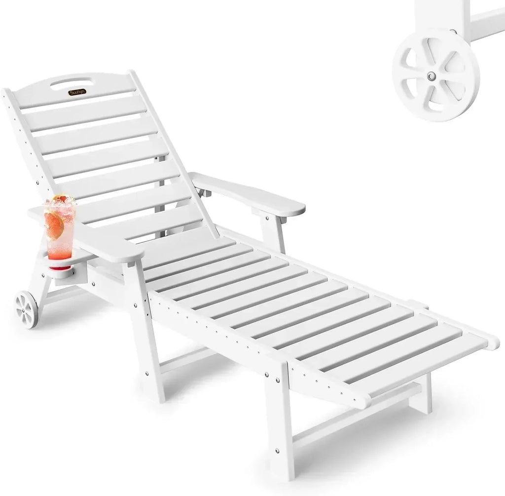 Lounge Chair Outdoor Chaise Lounge HDPE 6-Position Outdoor Chaise Lounge Patio Lounge Chair wourant