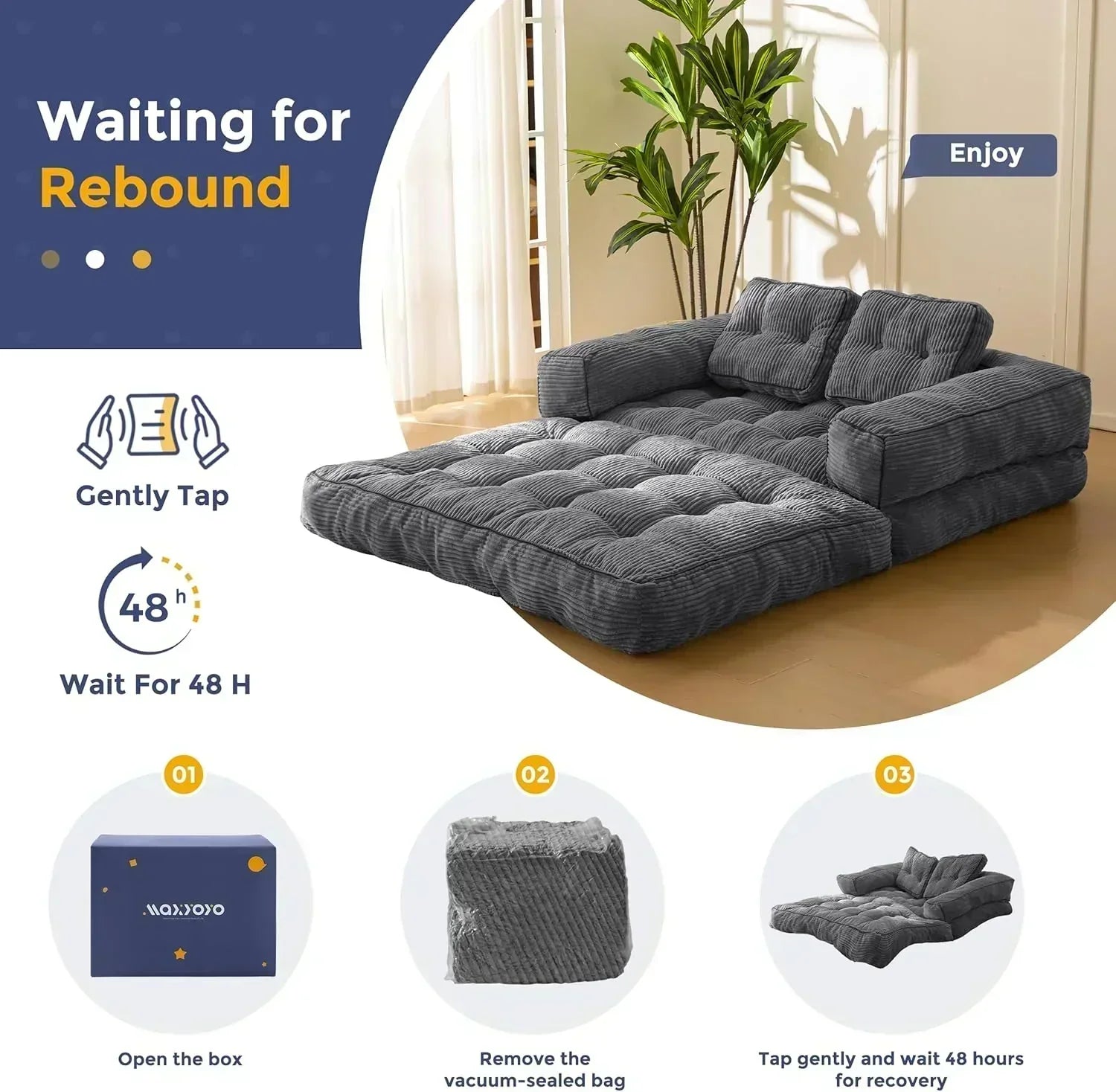 Folding Sofa Bed L-Shaped Convertible Sofa Bed with Armrests and Pillows wourant