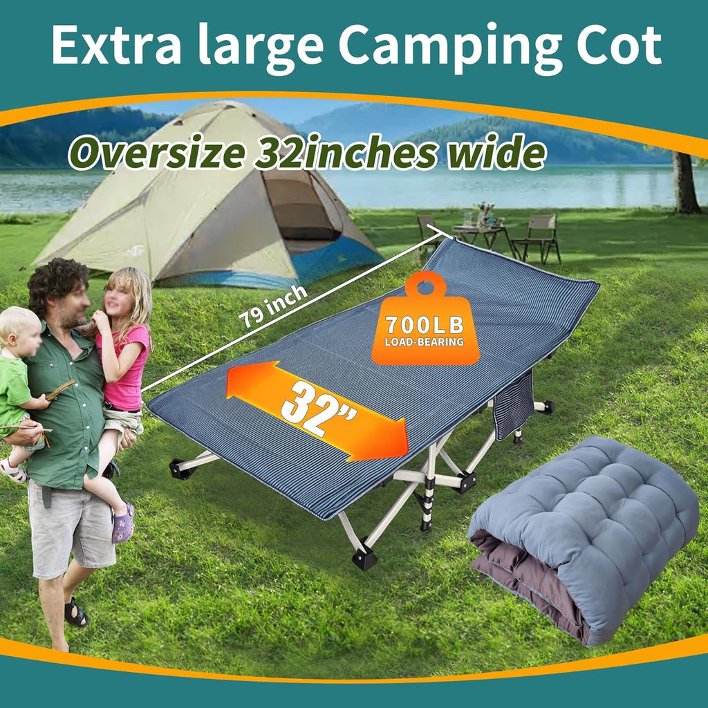 2-Pack Camping Cots with Mattress Comfortable Folding Bed Heavy Duty Baby Cot wourant