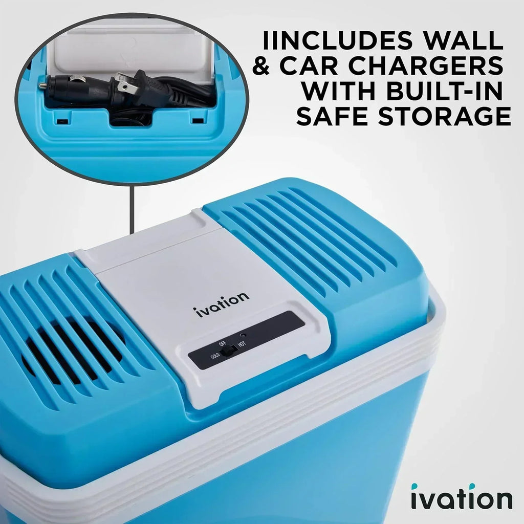 Electric Cooler & Warmer with Handle 24 L Portable Thermoelectric Fridge for Vehicles Trucks wourant