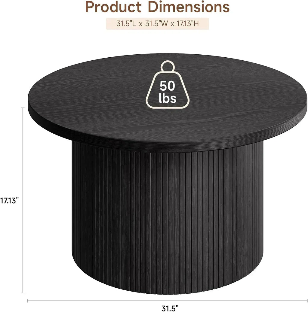 31.5 inch round coffee table living room roll-up coffee table mid-century modern wood coffee table wourant