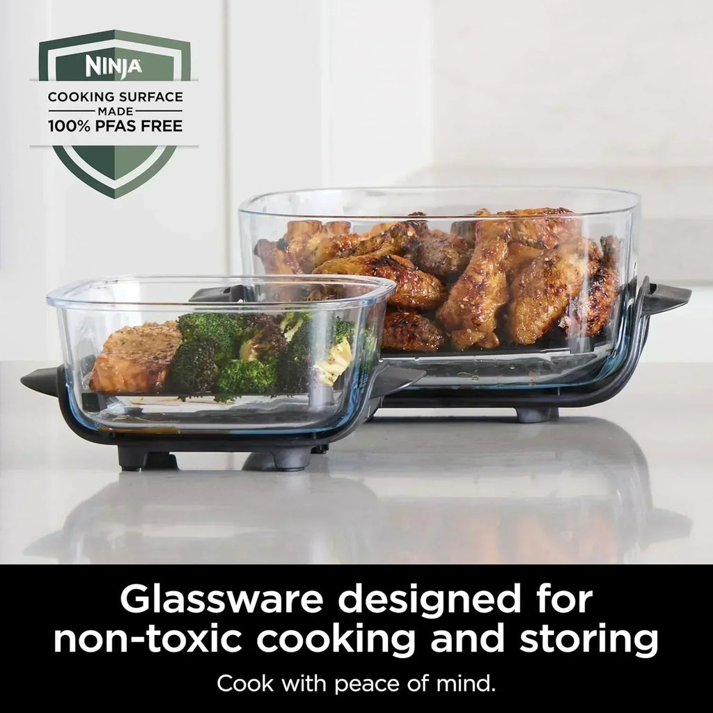 Ninja Crispi 4 in 1 Portable Glass Air Fryer Cooking System 4QT 6 Cup TempWare Glass Containers wourant