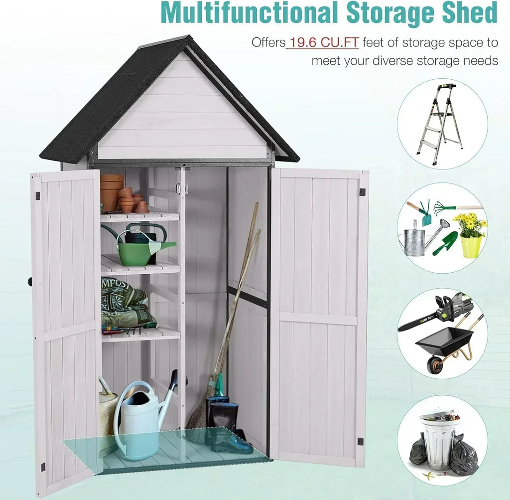 Sheds Outdoor Storage Garden Shed with Metal Frame Structure Adjustable Shelves Capacity Storage wourant