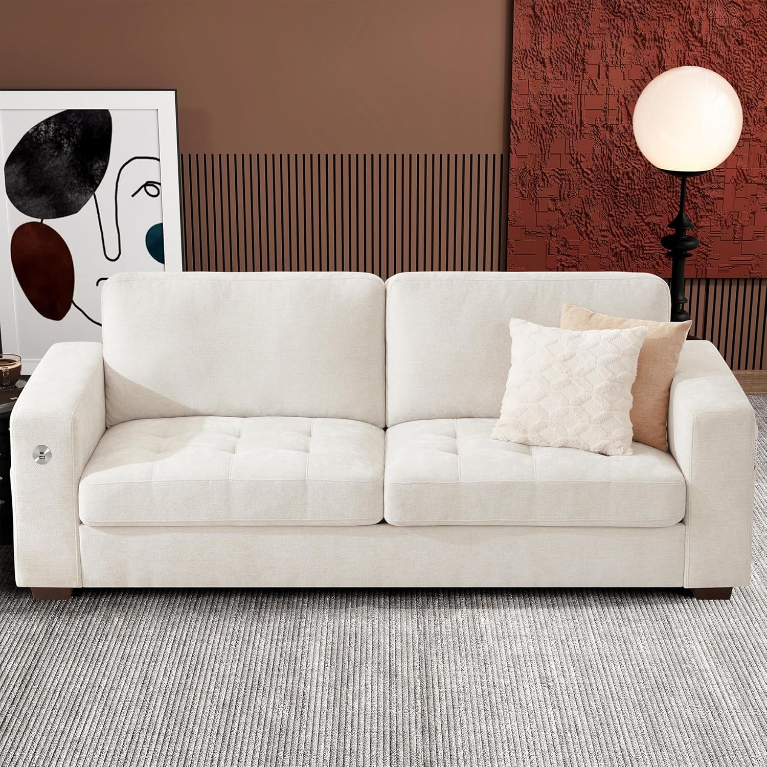 111.4 Inch L Shaped Modern Sofa Modular Cloud Sofa with Ottoman 4 Seater Chenille Deep Seat Sofa wourant