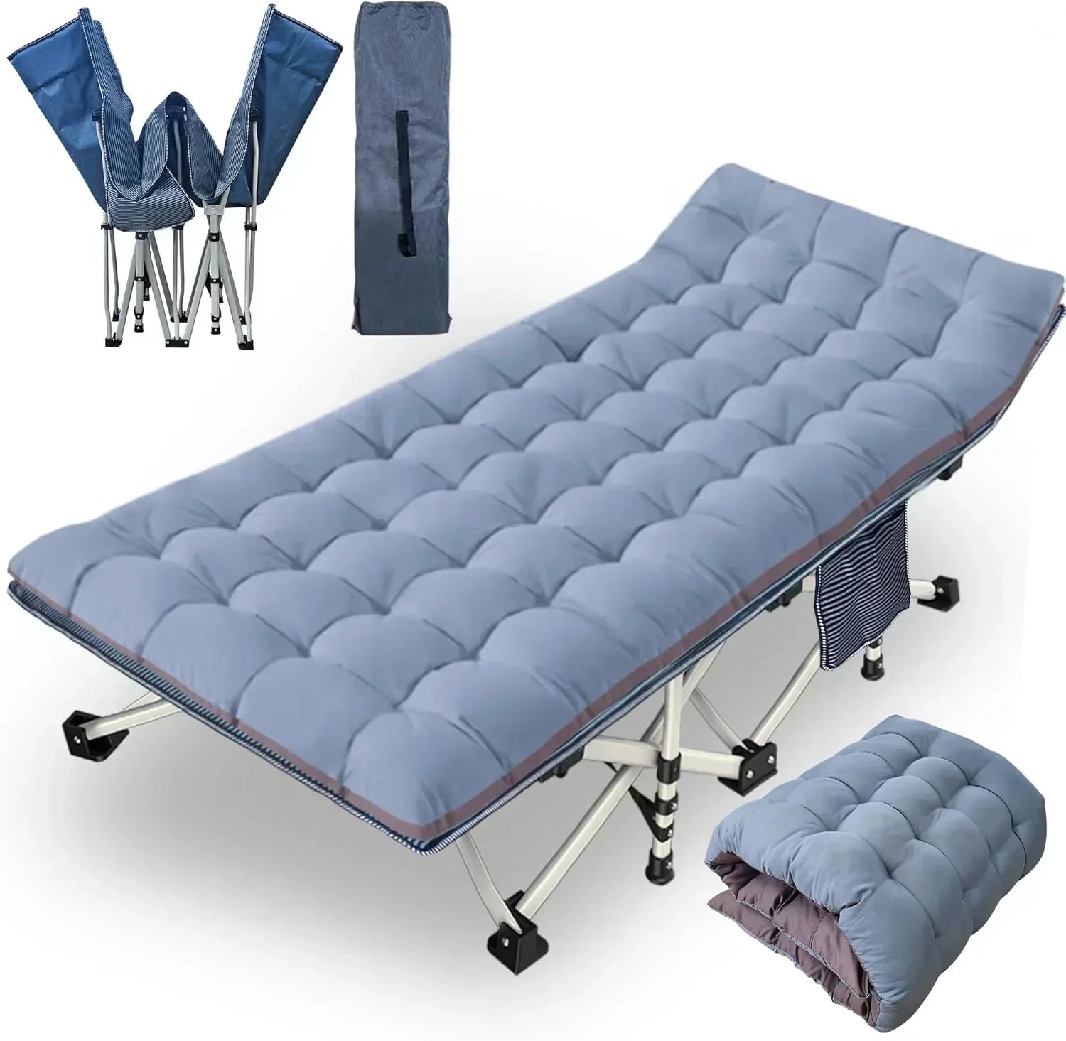2-Pack Camping Cots with Mattress Comfortable Folding Bed Heavy Duty Baby Cot wourant