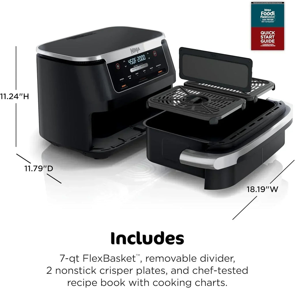 Ninja Foodi 6-in-1 FlexBasket Air Fryer with 7 QT MegaZone Basket Divider for Large Proteins wourant