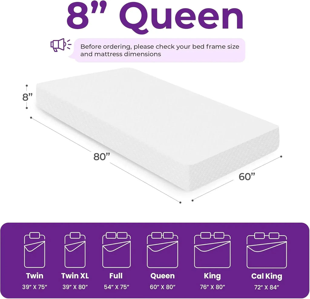 GAESTE 8-inch Fully Cooling Gel Memory Foam Mattress Mattress-in-a-Box wourant