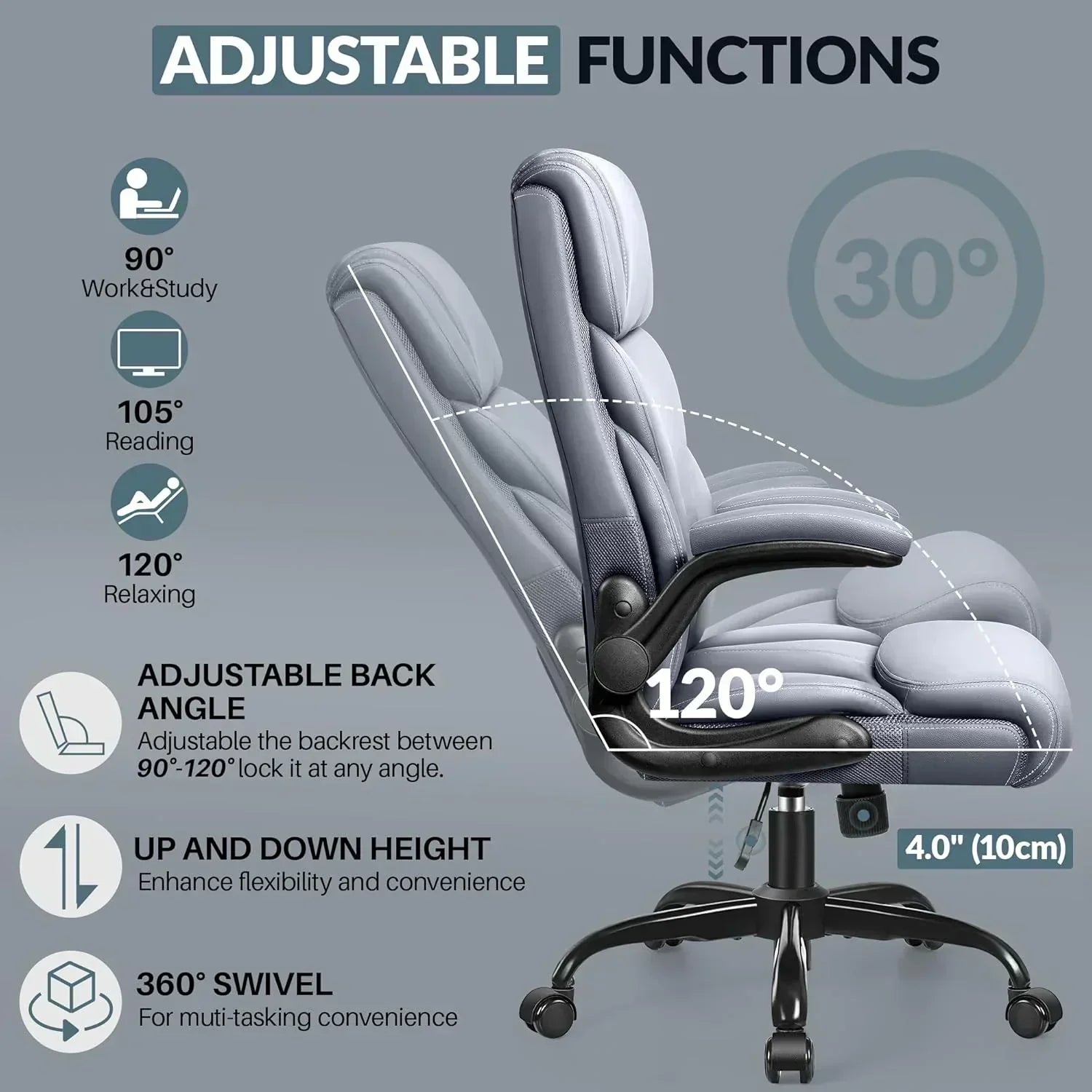 Office Chair Large High-Foot Computer Desk Chair Chair Lumbar Support Rotating Computer Chair wourant