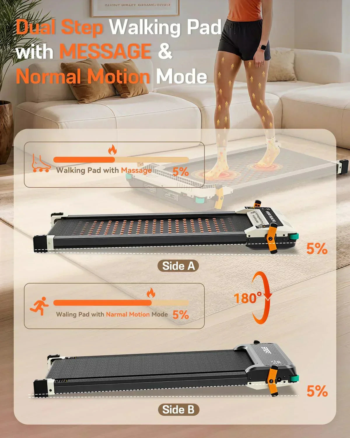 Akluer Inclined Home Treadmill 2.5 HP Small Under-Desk Treadmill Remote Control LED Display wourant