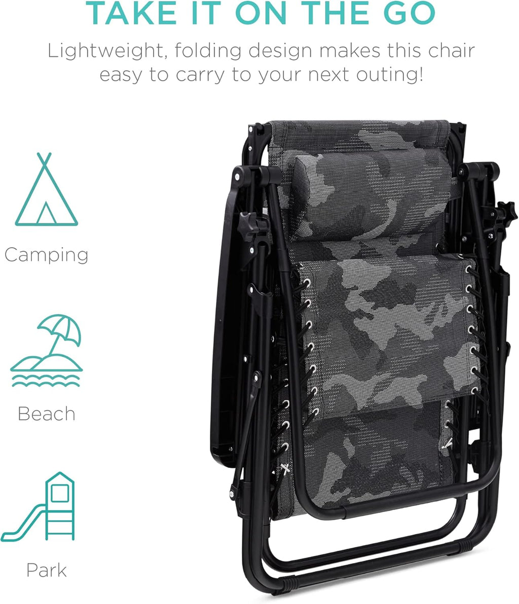 Best Choice Products Folding Zero Gravity Recliner Patio Lounge Chair Adjustable Canopy Shade wourant