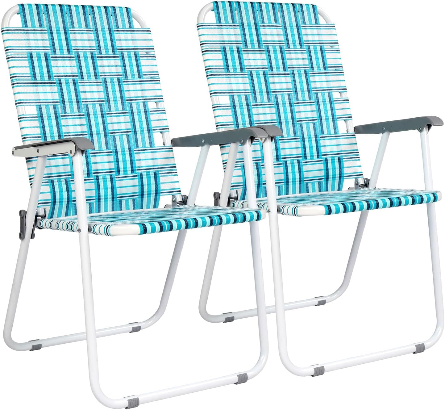 VINGLI Patio Lawn Webbed Folding Chairs Set of 2 Outdoor Beach Portable Lawn Chair wourant