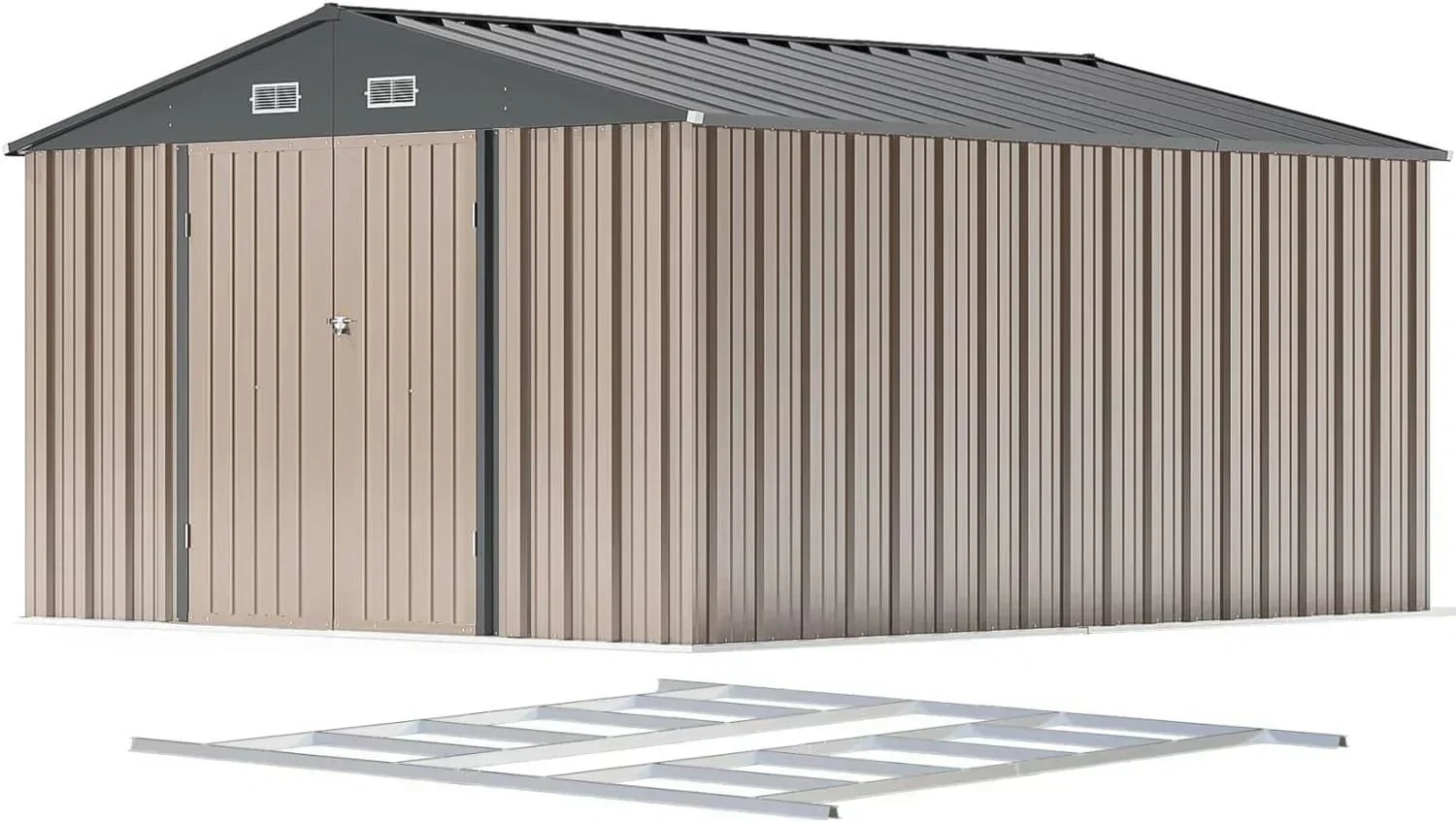 Patiowell 5x3 FT Outdoor Storage Shed Tool Shed with Sloping Roof and Lockable Door Metal Shed wourant