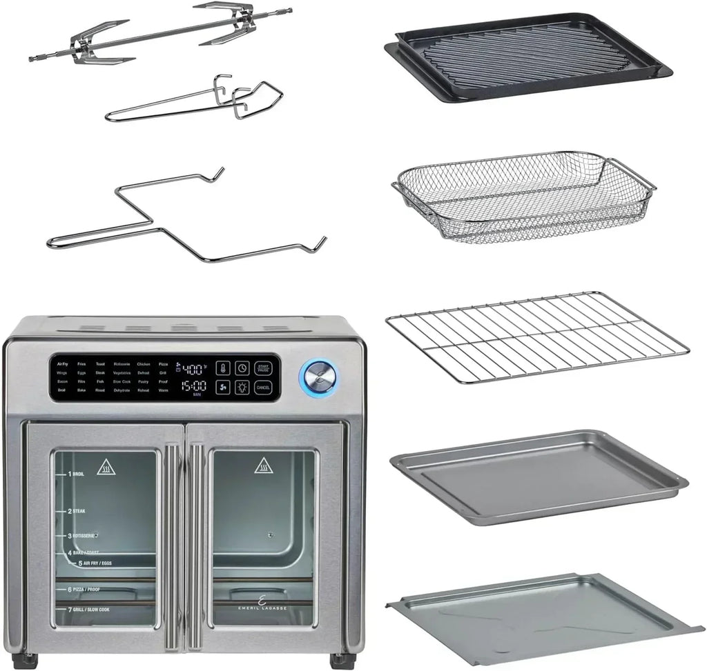 Extra Large French Door Air Fryer Toaster Oven Combo 24 Cooking Functions and Digital Controls wourant