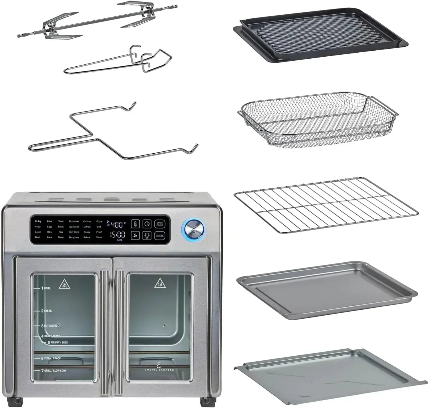 Extra Large French Door Air Fryer Toaster Oven Combo 24 Cooking Functions and Digital Controls wourant