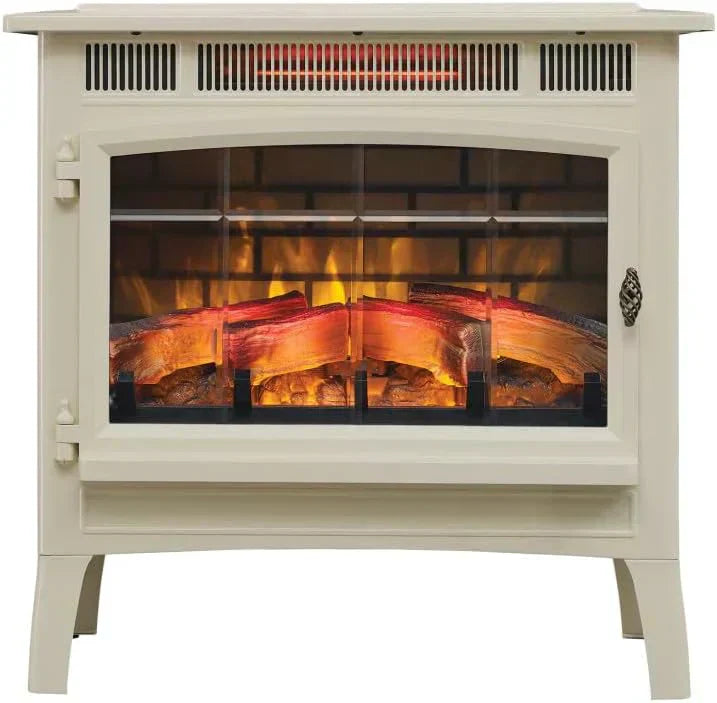 Freestanding Electric Fireplace Stove Heater with 3D Flame Effect for 1000 Sq. Ft wourant