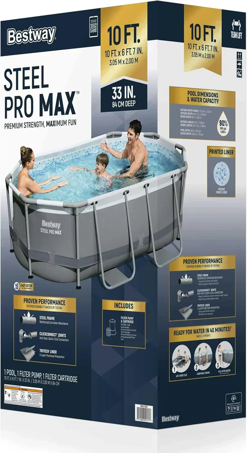 Power Steel 14' x 8'2" x 39.5" Oval Above Ground Pool Set Includes 530gal Filter Pump Ladder wourant