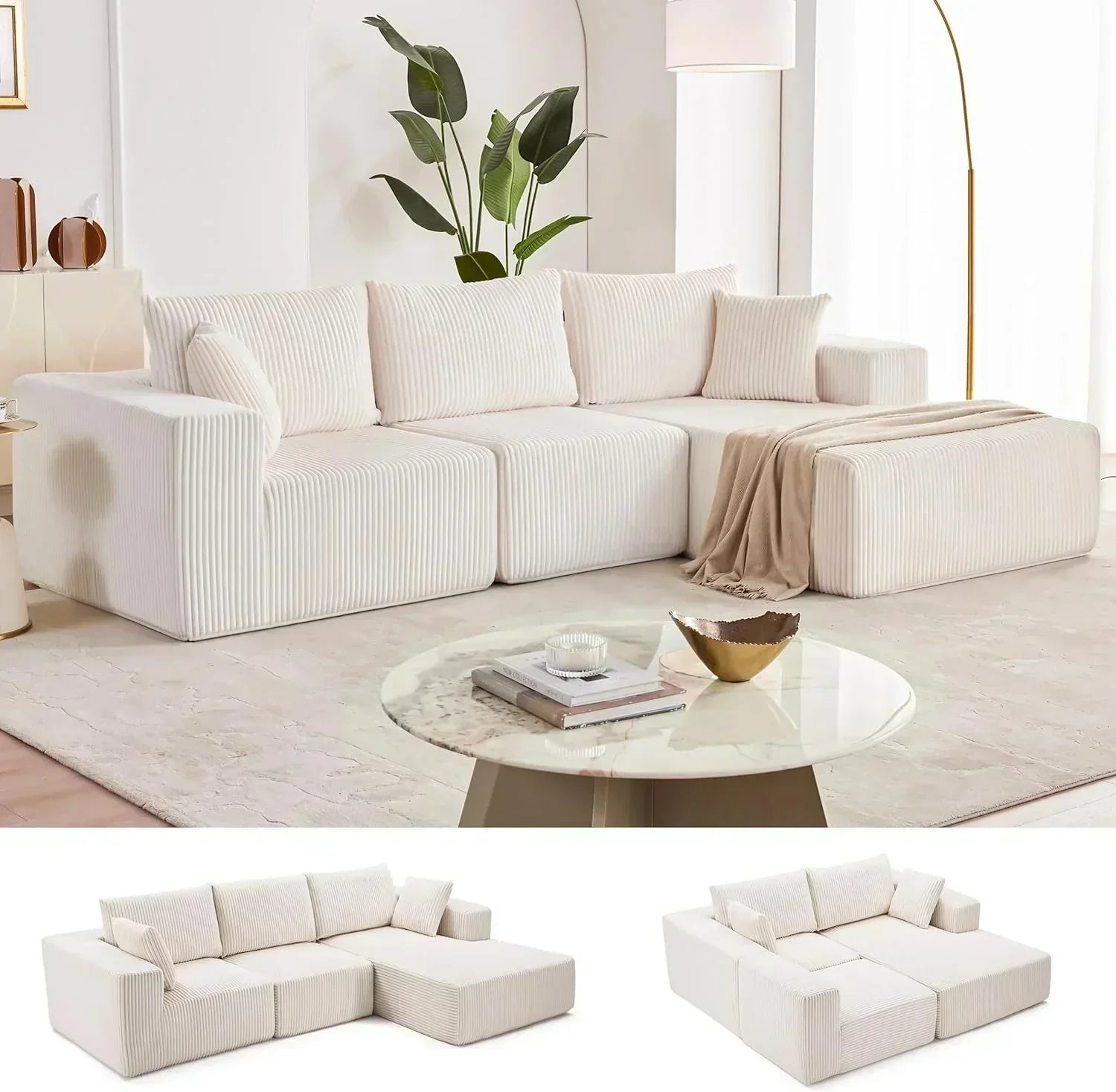 108-inch modular sofa cloud modular sofa with deep seat and reclining chair upholstered sofa wourant