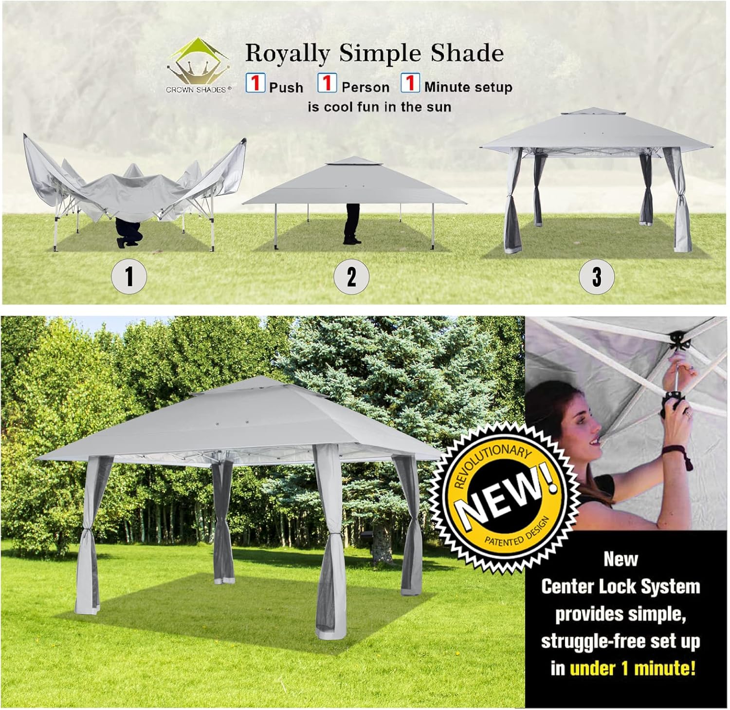 CROWN SHADES 13x13 Pop Up Gazebo Canopy Tent Gazebos on Clearance Outdoor Gazebo wourant