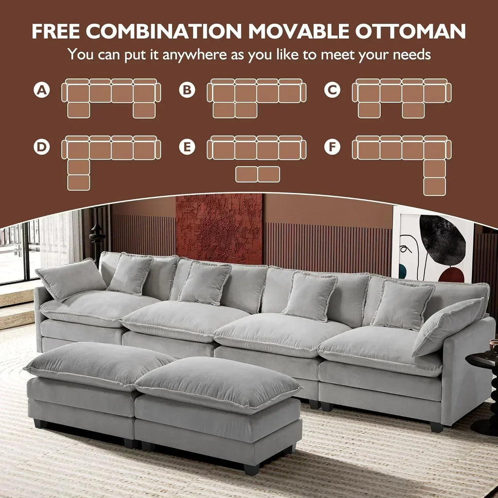 ihanherry 146-inch U-shaped modern sofa modular area cloud sofa wourant