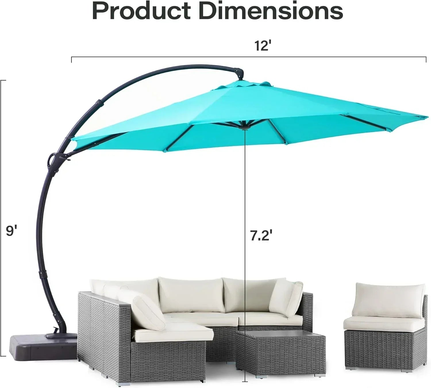 LAUSAINT HOME Outdoor Patio Umbrella with Base included 11 FT Deluxe Curvy Cantilever Umbrella wourant