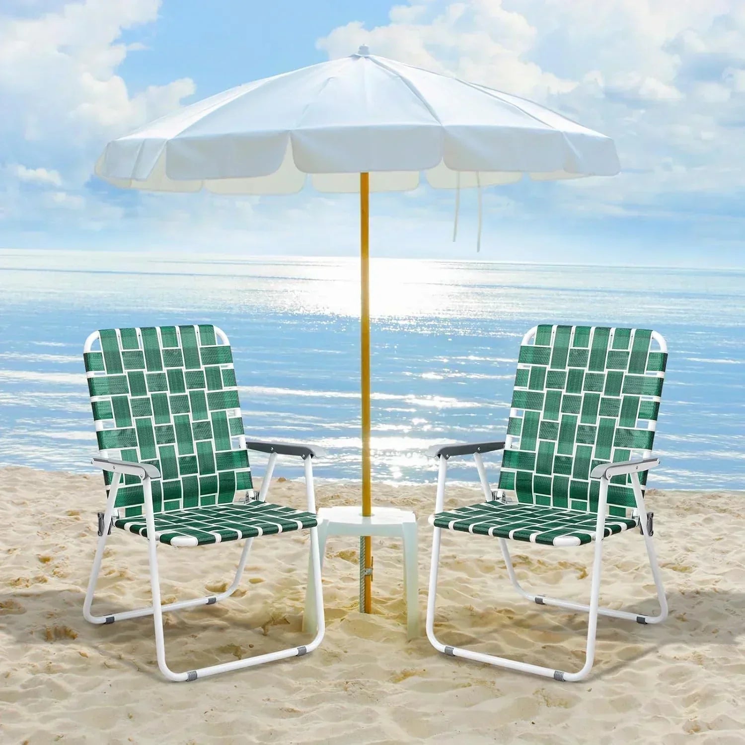 VINGLI Patio Lawn Webbed Folding Chairs Set of 2 Outdoor Beach Portable Lawn Chair wourant