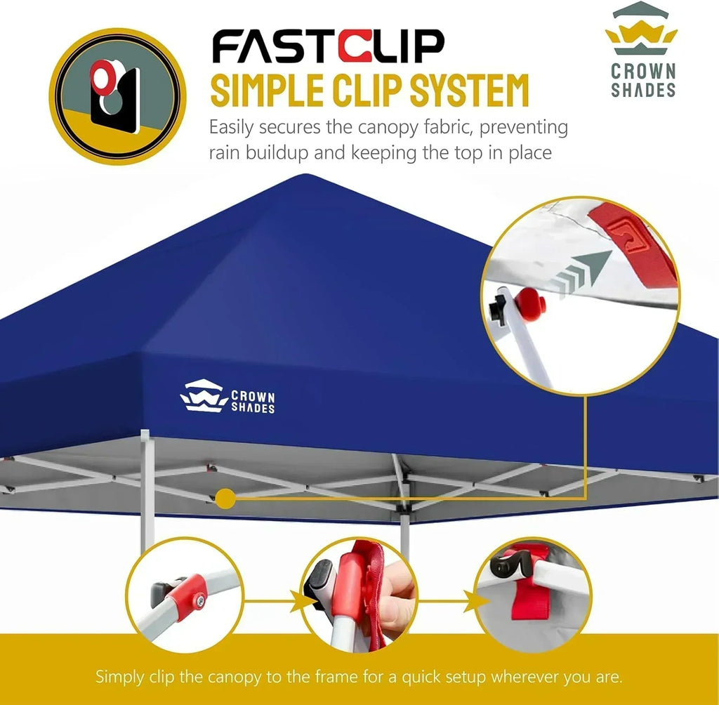 10x10 Pop-Up Awning One-Click Installation Beach Tent Outdoor Sunshade Silver Coated Top wourant