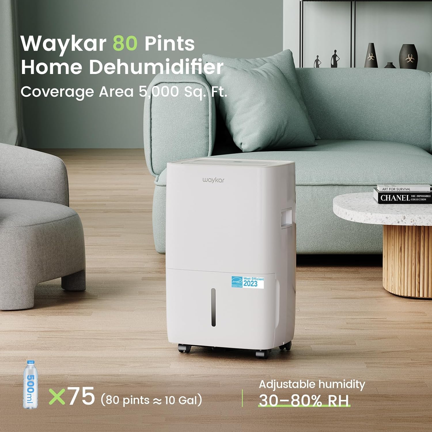 Waykar 2000 Sq Ft Dehumidifier for Home and Basements with Auto or Manual Drainage wourant